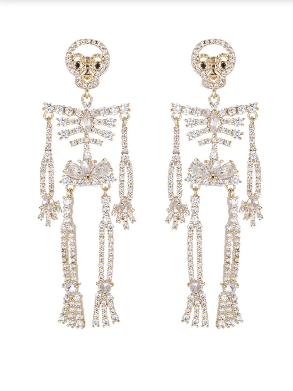 Eye Candy Riley Gold Skeleton Dangling Earrings